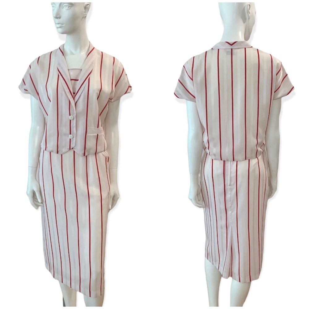 Vintage Linen Silk Skirt Suit